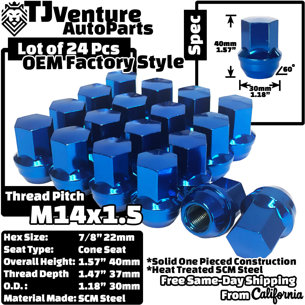 24Pc Blue M14x1.5 OEM Factory Style Lug Nut Fit Chevy