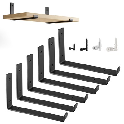 BATODA 12  Shelf Brackets with Lip (Match 11.25'' Board) - 6 Pcs J Shelf Brack...