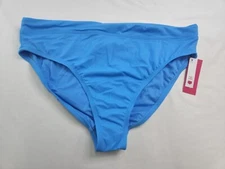 Xhilaration Juniors Solid Blue Ribbed Fabric High Waisted  Swim Bottoms Size X