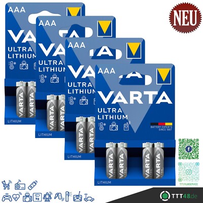 16 x Varta Ultra Lithium eh. Professional 6103 AAA Micro FR03 1,5V Batterie