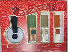 4Pc COTY Gift Set Cologne Spray Exclamation Vanilla Fields Jovan Musk Sand Sable