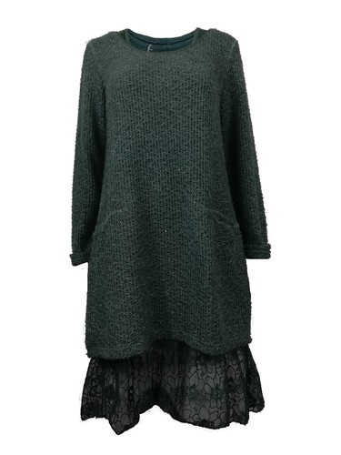 AMAVISSE UK - (RRP £30) Fashion Long Textured Knit Jumper Sweater Dress Flowers - Picture 8 of 12
