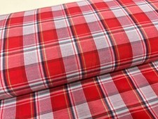 Tartan check cotton material dress craft skirt Fabric material 150cm Wide blue