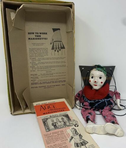 Vintage Mario Marioneta Títere de cadena payaso por Peter marioneta como está donde está raro