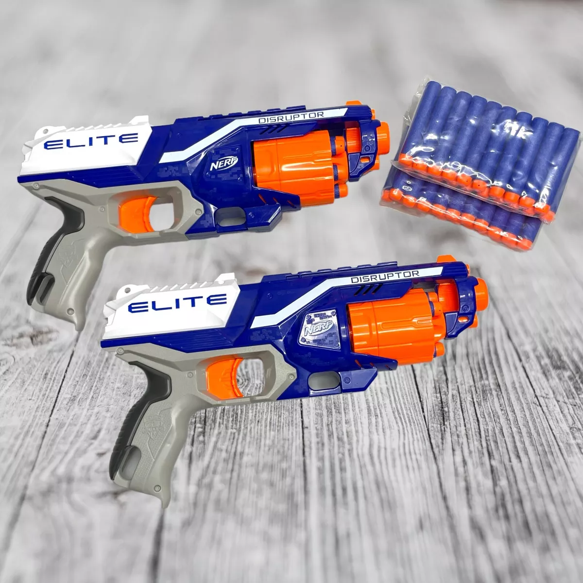 TWO-Nerf N-Strike Elite Disruptor Fire Nerf Gun Blaster and 51 Darts 630509565016 | eBay