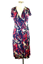 EXPRESS Women's Multi color Cap Sleeve Jersey Knit Stretch Wrap Dress Small