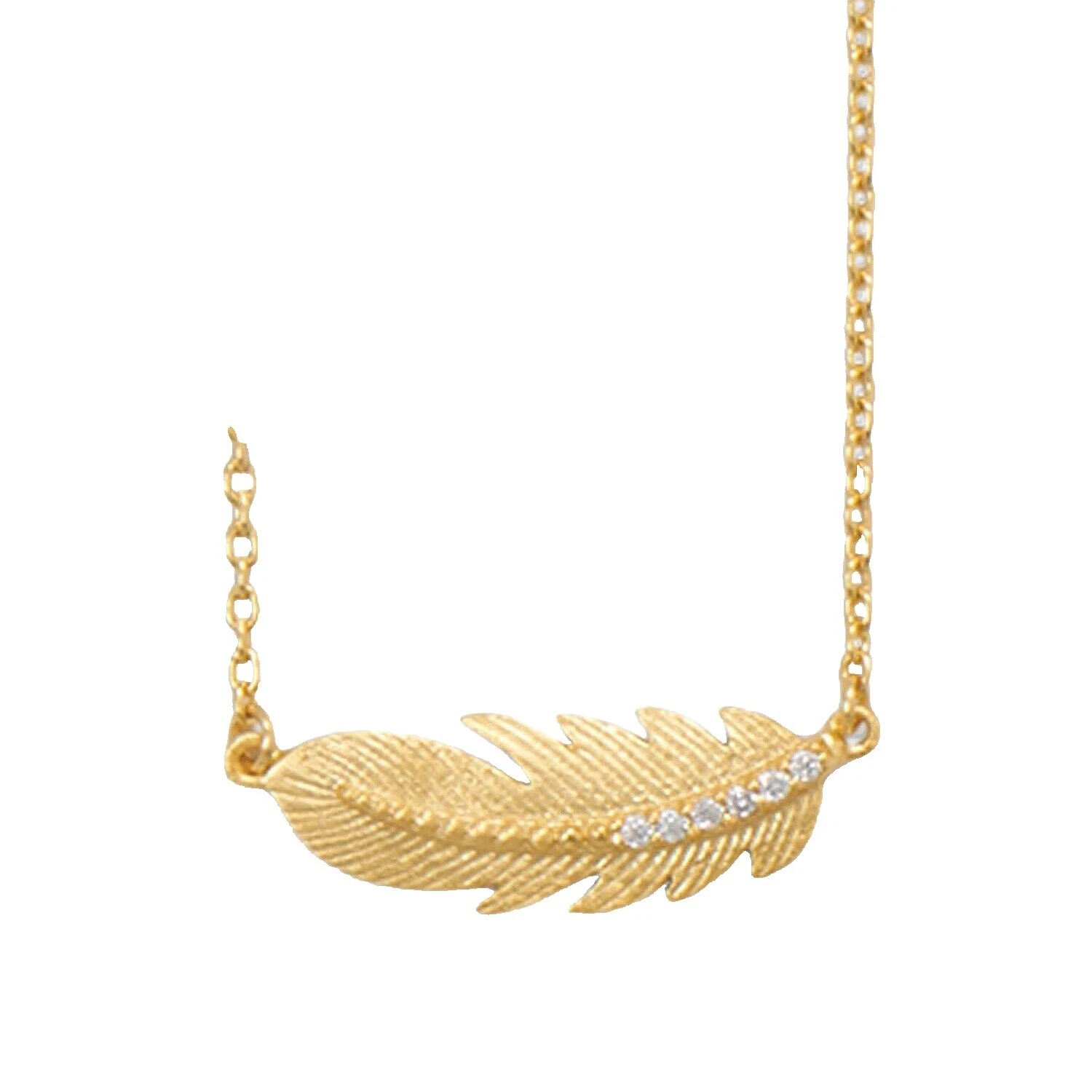 Cubic zirconia oro amarillo pluma Moda Collares y Colgantes