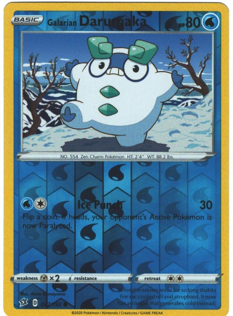 Galarian Darumaka 47/192 Rebel Clash Reverse Holo Common Pokémon TCG