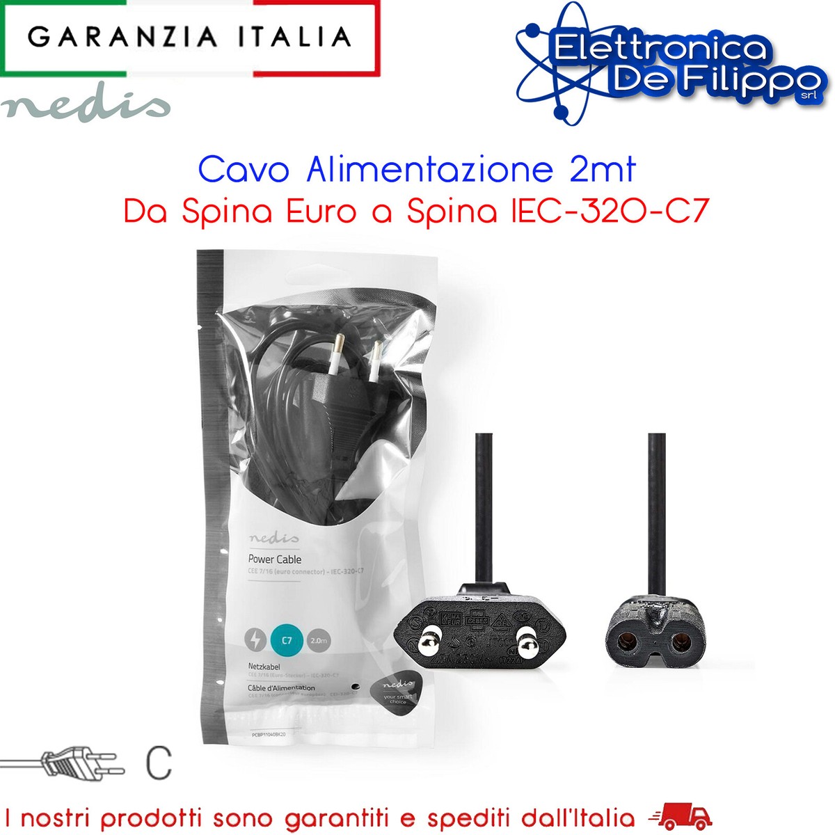 Cavo Alimentazione Tv Philips Cavi Di Prolunga IEC320 Da C7 A C8 - Foto 7