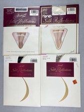 Vintage Hanes Pantyhose Lot 4 Size AB Sandalfoot Thigh High Pearl Navy Jet Taupe