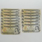 Lot of Thirteen 1973 Bank of Canada $1 Banknotes - Free Shipping Usa