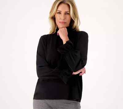 Studio Park x Shawn Killinger Woven Long Sleeve Bow Blouse , Black , XS