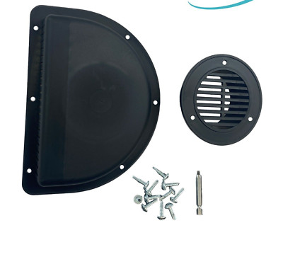 ProCamp RV Cargo Trailer Air Flow Vent Kit – Black Half Moon Vent With Installation Accessories