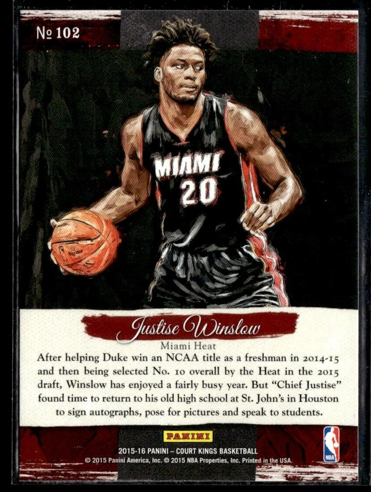 2015-16 Panini Court Kings Justise Winslow Rookie HSC - Image 2 of 2