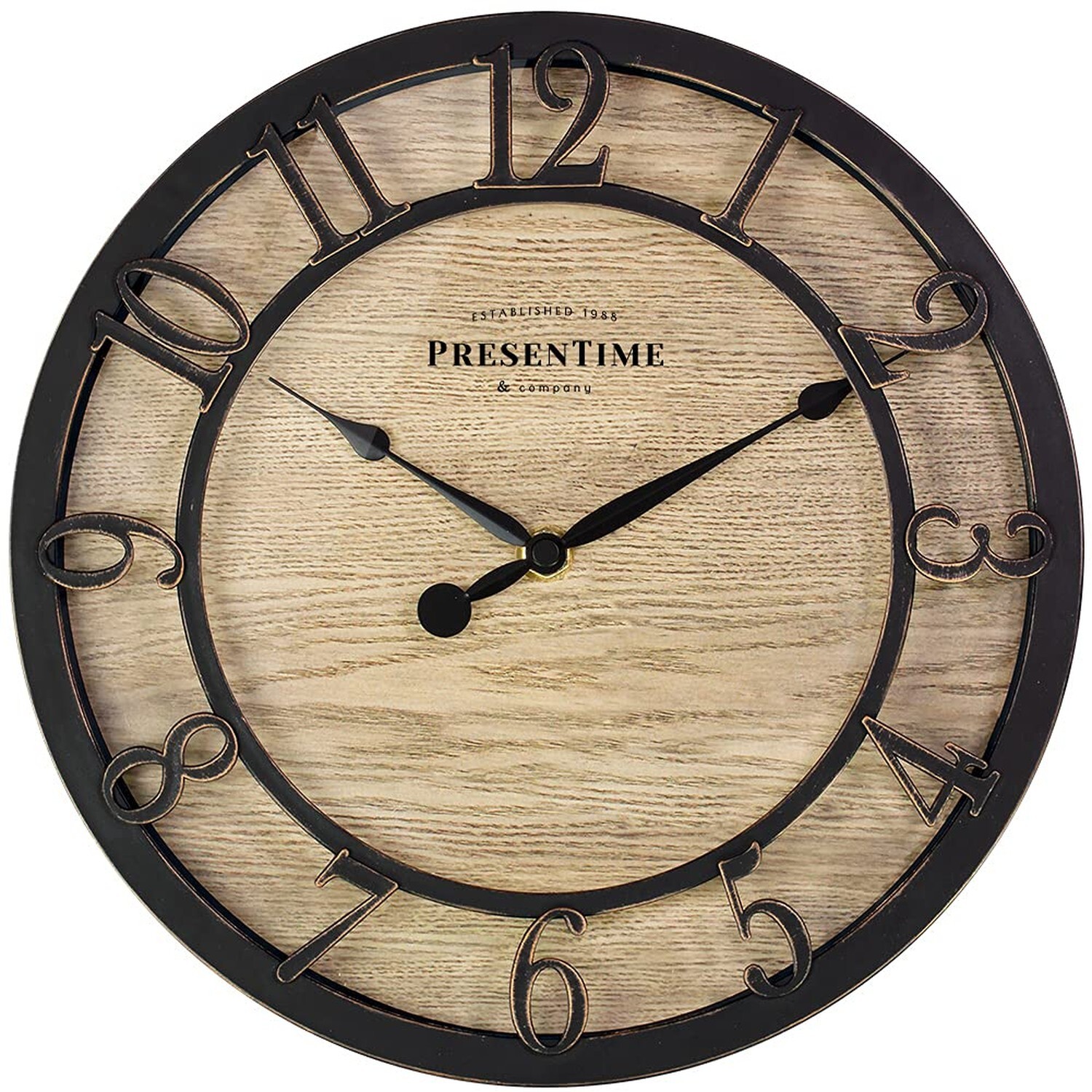 Presentime & Co 10" Farmhouse Series Wall Clock, Cottage Style, Vintage Desig...