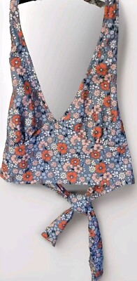 Swimsuit Top Originality Floral Halter Womens L Spring May Flowers Beach Babe