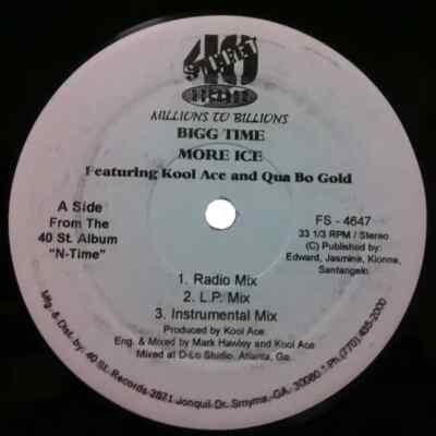 Bigg Time More Ice Vinyl Single 12inch 40 Street Records