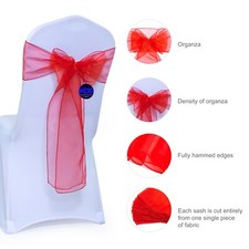 100 Red Organza Chair Sashes Chair Cover Wider Bows wedding Reception Party