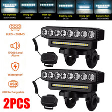 2x Super Bright Waterproof Bike Light USB 130dB Horn Perfect For Night Riding