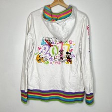 Y2K Disney 2011 rainbow striped anniversary zip up hoodie sweatshirt XL