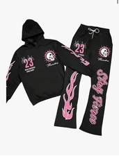 Men's 2 Piece Sweat Suits Long Sleeve Y2K Graphic Hoodies and Flared Sweatpants