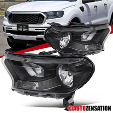 Fit 2019-2023 Ford Ranger XL XLT Black Headlights Headlamps Left+Right 20 21 22