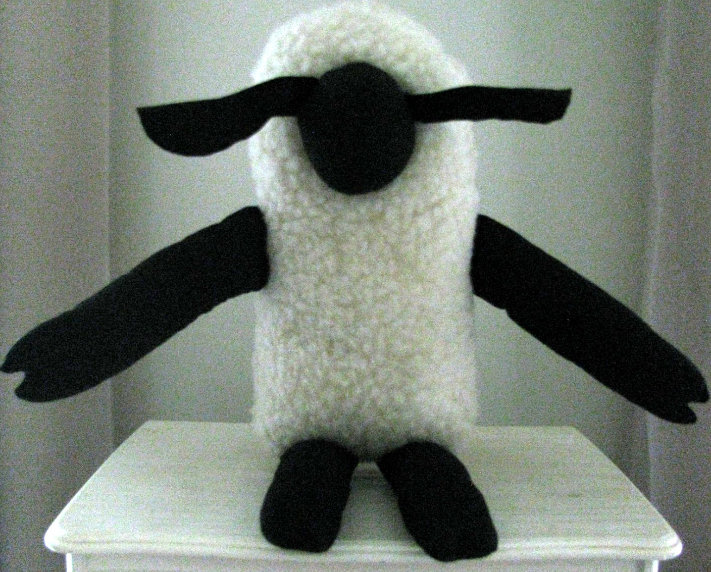 FREE SHIP Primitive Farmhouse Folk Art Lamb Plush Sheep Sherpa 17" Doll HandMade