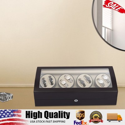 Automatic Watch Winder 17 Watches Storage Organizer Wooden Display Box with Lock