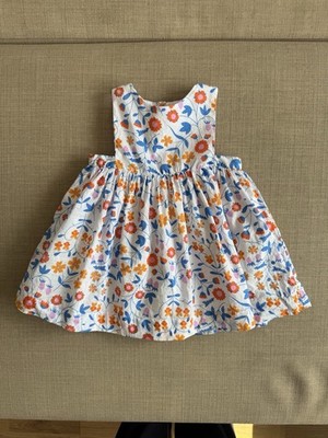 Jacadi Paris Baby Mädchen Liberty Kleid 12M 74 cm Blumen Baumwolle Perlmutt