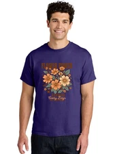 Flower-Power Mens Graphic Tee,100% Cotton,Casual Summer Wear
