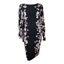 Lauren Ralph Lauren Dress Womens Size 6 Black Floral Long Sleeve Party Stretch