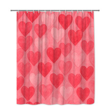 Adorable Red Hearts Shower Curtain for Kids' Bathroom Decor