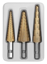 Performance Tool Step Drill Bit 3-piece Sets Drill Bits Step Drill Bit Set Performance Tool Step Drill Bit 3-piece Sets Drill Bits Step Drill Bit Set
