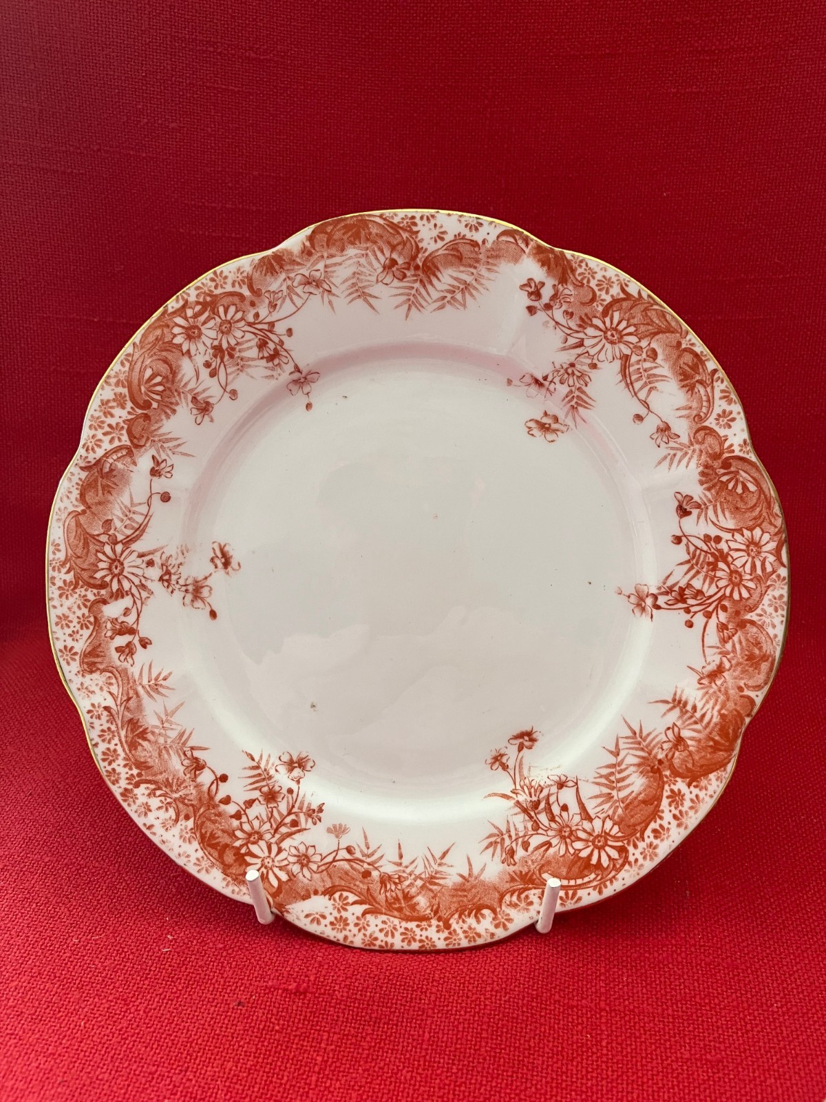 c 1896 Wileman & Co (Foley) daisy shaped trio #4 "Fern" pattern #5897 terracotta