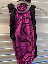 GARLAND gymnastics dance LEOTARD CL Child Large BLACK  PINK shiny mystique