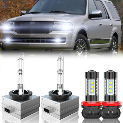 For Lincoln Navigator 2007-2014 Combo D3S HID Headlight+H11 LED Fog Light Bulbs