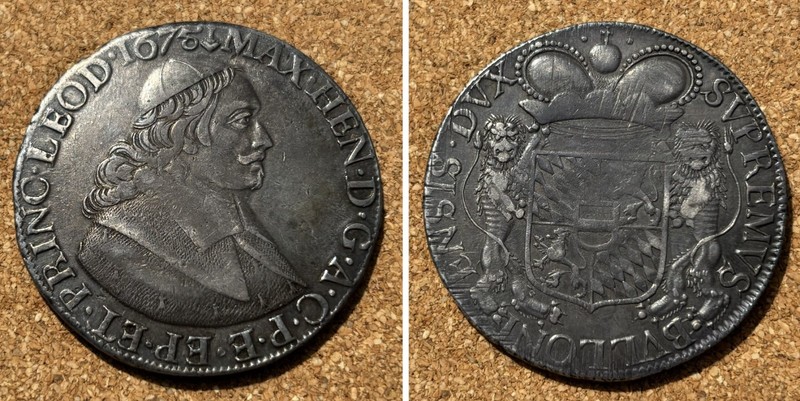 1675 Belgium Liege Silver Ducatone of Maximilian Henry of Bavaria KM84