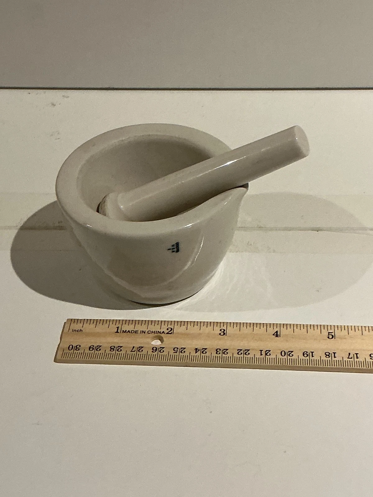 Vintage Coors USA Porcelain Mortar & Pestle Laboratory Apothecary Grinding Bowl