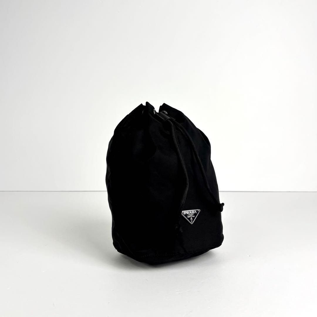 PRADA Drawstring Pouch Mini Bag Triangle Logo Bla… - image 2