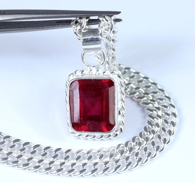 14.95 Ct Natural Red Ruby Emerald Cut Gemstone Certified Pendant Engagement Gift