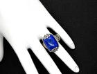 Vintage 925 Sterling Silver Blue Lapis Lazuli Ring Scrolls Filigree Jewelry 9