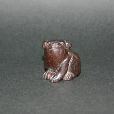 Era Netsuke dog wood carving Sagemono