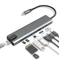 USB C HUB 8 in 1 Adapter 4K HDMI Multi Port RJ45 Ethernet Docking Station SD *UK