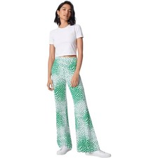 New DIANE VON FURSTENBERG SILK BLEND FINN MOSAIC CLOUD IVORY WIDE LEG PANTS M