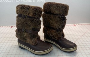 Women's UGG Lilyan Brown Leather Sheepskin Shearling Winter Boots +Liners Size 7