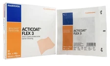 *10-Piece* Smith & Nephew Acticoat 3 Silver Coated Barrier 4" x 4" Dressing 2027