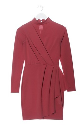 LOST INK Langarmkleid Damen Kleid Gr. DE 32 rot Casual-Look