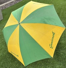Vintage Smirnoff Vodka Umbrella 80s 1980 8-Panel 56” Green Yellow Made In USA