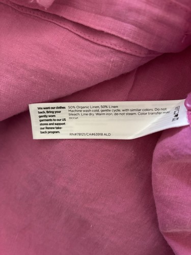 Eileen Fisher Handkerchief Linen Classic Collar Shirt Tulip Pink L NWT $168 - Picture 10 of 12