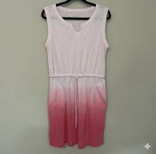 T by Talbots Supersoft Pink Ombré Sleeveless Drawstring beach Midi Dress Small